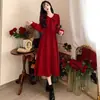 Vestido Vermelho Francês Plus Size Feminino Redutor de Idade Outono Estilo Hepburn Elegante Vestido de Gala Formal para Brinde Vestido Longo Gaze Fina