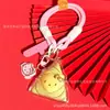 Pingente de chaveiro em formato de zongzi de gato KT fofo de desenho animado em ouro puro, alça para celular, presente corporativo, atacado personalizado