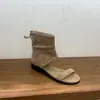 Sandalias de Tanga con Cuña Interior de Gamuza Color Caqui para Mujer, Nuevas Sandalias de Verano 2026 para Combinar con Faldas, Botines