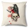 Funda de Almohada Halloween Calabaza Divertida Transfronteriza Amazon Estampado de Lino Funda Decorativa para Cojín de Sofá del Hogar