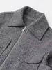 Chaqueta de Lana con Doble Bolsillo para Mujer Estilo Europeo y Americano Otoño e Invierno, Top Sencillo Estilo Ins con Cuello Polo y Manga Larga