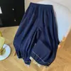 2026 Foto Real Primavera Nuevo Estilo Japonés Patchwork Artístico Bloques de Color Volantes Bordados Pantalones de Pierna Ancha Pantalones Casuales Sueltos