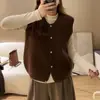 Colete de Tricô Solto Versátil Pulôver Moda Novo Fino Base Casual