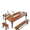 Mesa de Té y Sillas para Balcón Combinación Nuevo Estilo Chino Madera Maciza Sala de Estar Apartamento Pequeño Mesa de Café Una Mesa Cinco Sillas Hogar Mesa de Té Kung Fu