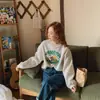 Moletom com Capuz Estampado de Design Coreano Redutor de Idade com Gola Redonda para Mulheres no Outono e Inverno com Forro de Lã e Espessado Tamanho Grande Quente Manga Longa
