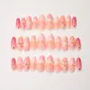 30 Piezas de Uñas Portátiles de Almendra Transfronterizas Boutique Uñas Postizas Perla con Ondas de Agua Francesas Estéreo 3D con Flor de Pegamento