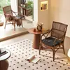 Silla de Ratán con Respaldo de Ratán Real, Silla Individual para Comedor, Silla de Ratán Vintage para Ocio, Silla Tejida Hecha a Mano para Balcón de Casa de Huéspedes Sofá