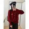 Estilo Doce e Gentil Outono e Inverno Gola Redonda Design de Bordado Dachshund Dopamina Cardigan Elegante Slim Fit Top Versátil para Mulheres
