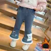 Jeans para Niña Otoño e Invierno 2025 Nuevos Elegantes Pantalones de Invierno para Niños Pantalones Acampanados de Invierno Gruesos de Forro Polar para Bebé