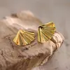 Brincos Irregulares de Aço Inoxidável Prensados a Óleo com Banho de Ouro 18K, de Luxo Leve de Alta Qualidade, Não Desbotam, Acessórios de Brinco da Moda