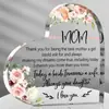 Temu Transfronterizo Nuevo Producto Corazón Acrílico Transparente Regalos para el Día de la Madre y el Día del Padre Decoraciones de Escritorio para la Familia