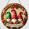 Serie de letreros redondos de madera navideños transfronterizos Papá Noel y renos letreros decorativos para el hogar y exteriores