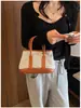 2026 Nuevo E-commerce Transfronterizo Nicho Portátil Lona Bolsa de Jardín para Mujer Bloque de Color Parche Bolso Tote de Hombro Cruzado