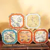 Caixa de Joias Octogonal Estilo Chinês com Tampa Dupla, Caixa para Pulseiras e Contas, Caixa de Exibição de Joias de Jade, Caixa de Brocado Colecionável Vintage