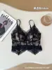 Sujetador Sexy de Malla con Encaje Floral Francés Ropa Interior Ligera y Cómoda para Mujer Correas Cruzadas Hermosas en la Espalda con Almohadillas en el Pecho Camisola Bandeau