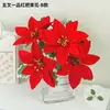 Flor de Terciopelo para Ramo de Cinco Puntas al por Mayor, Flor de Navidad Artificial, Decoración Festiva, Planta Verde en Maceta, Atmósfera Navideña