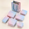 Caja de Empaque de Joyería de Lujo Ligero, Caja de Joyería de Color Gradiente Rosa-Azul, Caja de Regalo Pequeña con Tapa y Base, Caja para Collar y Anillo de Joyería