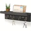 Estante de Pared de Madera para Sala de Estar, Estante de Pared Montado en la Pared, Estante para Almacenamiento de Revistas y Cartas, Gancho, Colgador de Llaves de Pared Estilo Granja