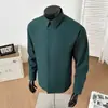 2025 Nova Moda Camisa de Manga Longa para Homens Comércio Exterior Camisa Básica Business Casual Elástica Sem Costura Laminada para Homens
