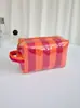 Bolsa de Cosméticos Rayada Brillante Macaron Bolsa de Almacenamiento Portátil de PVC Impermeable Bolsa de Tocador Portátil de Viaje para Mujer Gran Capacidad