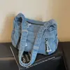 Bolsa Tote Feminina para Ir para a Aula, Nova Moda Casual Outono 2026 Bolsa de Ombro, Bolsa de Jeans de Grande Capacidade