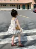 2026 Verano Estilo Coreano Ropa Nueva para Niños Niñas Falda de Cereza Linda Top + Pantalones de Calabaza Chaleco Conjunto de 2 Piezas