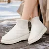 Botas de Nieve de Punto con Patrón de Diamantes para Mujer, Nuevo Estilo Transfronterizo, Mocasines Cálidos Forrados de Lana, Botas de Algodón Impermeables con Puño de PU para Mujer
