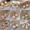 Aretes de Flor de Perla, Modernos y Versátiles, Lujo Ligero, Aretes de Alta Gama, Estilo Francés, Lujo Ligero, Aretes Elegantes para Mujer, Venta al por Mayor Yiwu