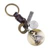 Nuevo llavero de cuerda de cuero tejido transfronterizo con personalidad creativa, llavero de viento punk de metal con doce constelaciones, venta al por mayor