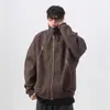 Chaqueta de Cuero PU Estilo Retro Americano para Hombre, Temporada de Primavera, Marca de Alta Gama de Moda, Chaqueta Biker Detroit de Corte Holgado
