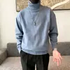 Suéter de cuello alto para hombre, suéter informal de invierno, suéter negro simple de marca de moda, suéter básico, suéter para niños