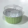 Caja de Papel de Aluminio Taza de Pudín Postre Tarta de Huevo con Tapa Redonda Especial para Horno Freidora de Aire Molde de Pastel de Aluminio Bocadillo
