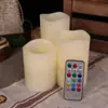 Luz de Vela Eletrônica LED Sete Cores Mudáveis Boca de Três Ondas Temporizador de 18 Teclas Plástico de Parafina Modelo com Controle Remoto