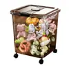 Cubo de Almacenamiento para Juguetes Infantiles, Gran Capacidad, Transparente, Cuadrado, con Ruedas, Bloques de Construcción Lego, Muñecas, con Tapa, Caja de Almacenamiento Multifuncional