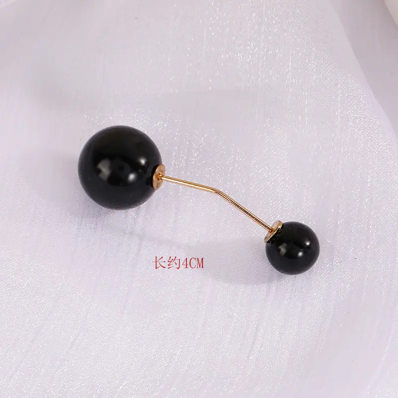 89#别针金色黑珠一字弯针