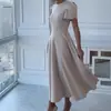 Verano 2025 Nuevo Europeo y Americano Amazon Exportación Transfronteriza para Mujer Cuello Redondo Cintura Simple Casual Falda Larga