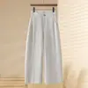 Pantalones de Lino Tencel Finos de Verano para Mujer Petite Estilo Nuevo 2026 Cuerpo en Forma de Pera Pierna Ancha Casual Pantalones Curvos