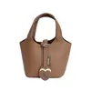 Bolso Cubo con Diseño Exclusivo, Bolso de Mano Estilo Cesta para Mujer, Bolso Cruzado Elegante y de Moda para el Día a Día, Bolso de Mano con Textura de Patrón Lichi