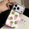 Estilo Nórdico Pantalla Completa Diseño de Fresas Frescas Adecuado para Funda de Teléfono Apple 17Pm, Funda Dura de Cobertura Total con Película Dos en Uno