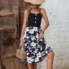 Bai Fen Zhi YiAmazon Transfronteiriço Verão Moda Europeia e Americana Roupas Femininas Estampa Floral Patchwork Vestido de Alça