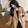Otoño e Invierno Camel Gama Alta Versión H Cuello Elegante de Traje Cinturón Moda Petite 801 Abrigo Largo de Lana Chaqueta para Mujer