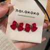 Pendientes de lazo rojo para mujer, otoño e invierno 2024, nuevos pendientes de nicho, elegantes y con un toque de estilo.