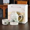 Alegre Tetera Pequeña de Cerámica Kiln Ru con Tapa, Taza de Cerámica de Gran Capacidad, Tetera de Oficina, Taza de Té