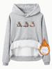 Código Europeo Transfronterizo Otoño e Invierno para Mujer Sudadera Top de Manga Larga con Capucha y Bolsillo Canguro con Forro Polar Estampado de Animales