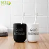 Copo de Escova de Dentes Estilo Escandinavo Casual, Copo para Enxaguar a Boca com Letras Impressas, Copo de Água Antiderrapante Bom Dia, Atacado de Fabricante de Yiwu