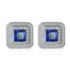 Versión coreana de pendientes cuadrados mini de circón azul de moda simples más vendidos al por mayor directo de fábrica pendientes para mujer