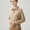 Suéter de cachemira otoño e invierno nuevo estilo suéter con solapa para mujer interior holgado cuello alto capa base tejido de punto de manga larga suave y elegante