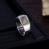 Anillo retro de moda ojo de Dios de circón azul para hombre, moda de personalidad europea y americana, moda hip hop, marca de moda, anillo índice abierto