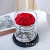 Flor Eterna Ramo de Rosas Artificiales con Cubierta de Cristal, Adorno de Lámpara de Flores, Adorno de Flor de Jabón, Navidad, Día de San Valentín, Regalo de Cumpleaños