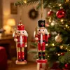 Set de cascanueces soldado de madera rojo y blanco decoración de chimenea decoración de árbol de Navidad adorno de escritorio mesita de noche